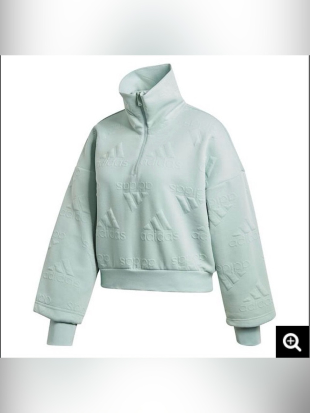 adidas Mint Green Quarter-Zip Embossed Pullover
